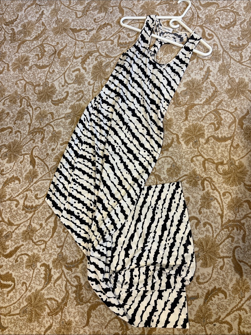 Calvin Klein Black & White Striped Racerback maxi
